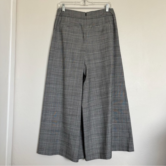 Jigsaw London Plaid Wide Leg Trouser Pants Size US 6 Gray Black Wool Blend Work - Picture 6 of 11